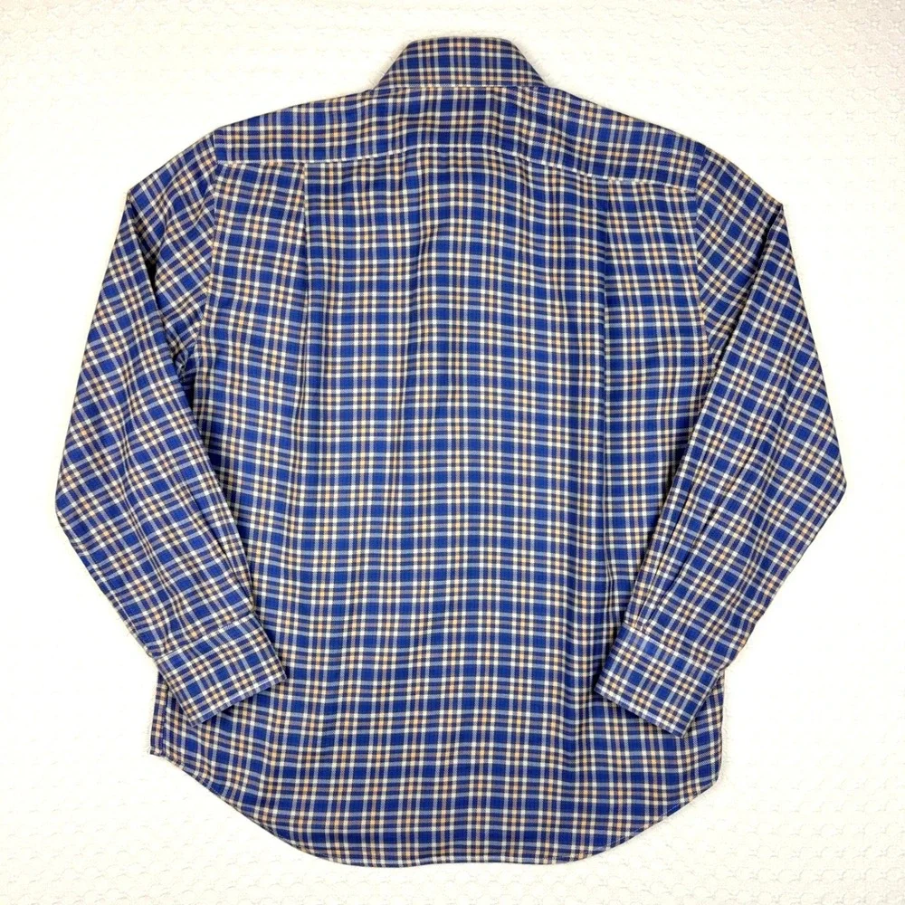Hagen Carmel CA Plaid Button Up Shirt Preppy Mens M Blue Yellow Office Timeless